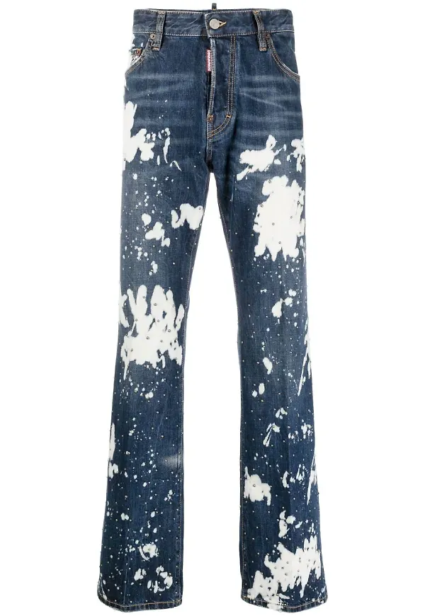 Dsquared2 straight-jeans med färgstänk - Blå