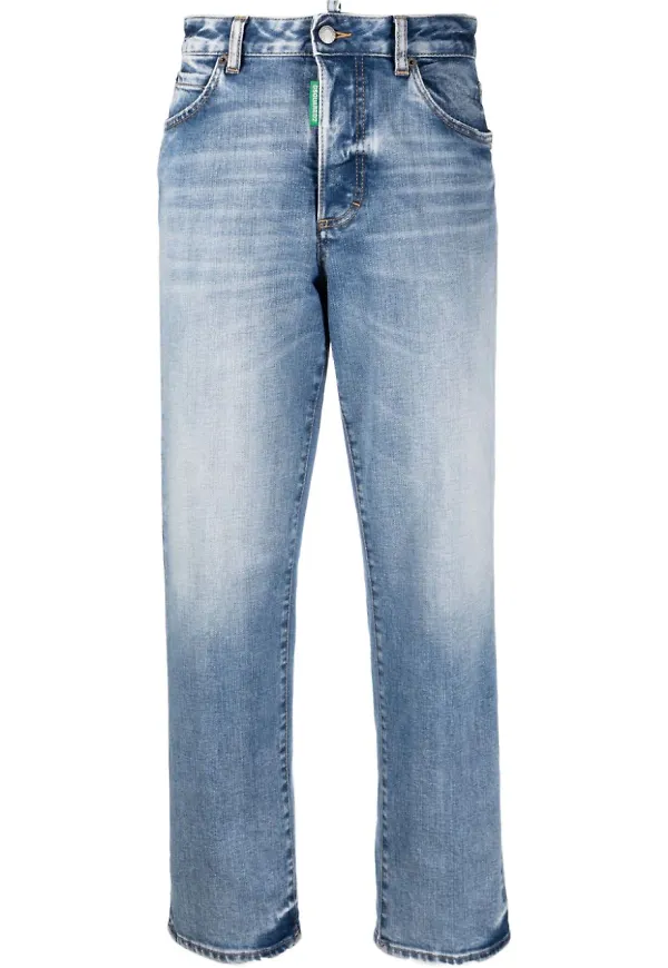 Dsquared2 straight-jeans med hög midja - Blå