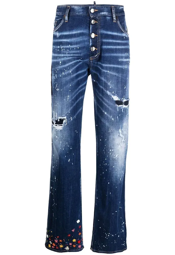 Dsquared2 straight-jeans med hög midja - Blå