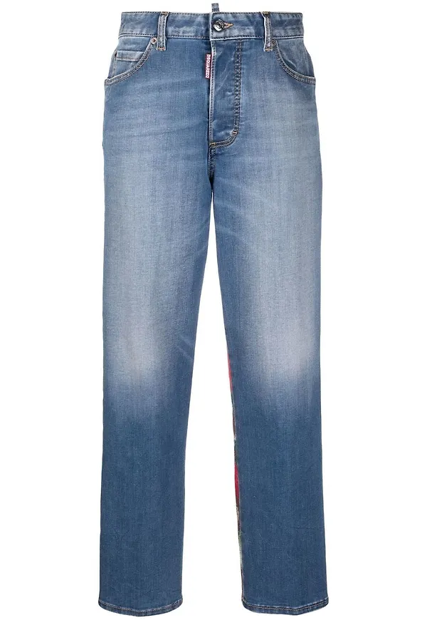 Dsquared2 straight-jeans med kontrastpanel - Blå
