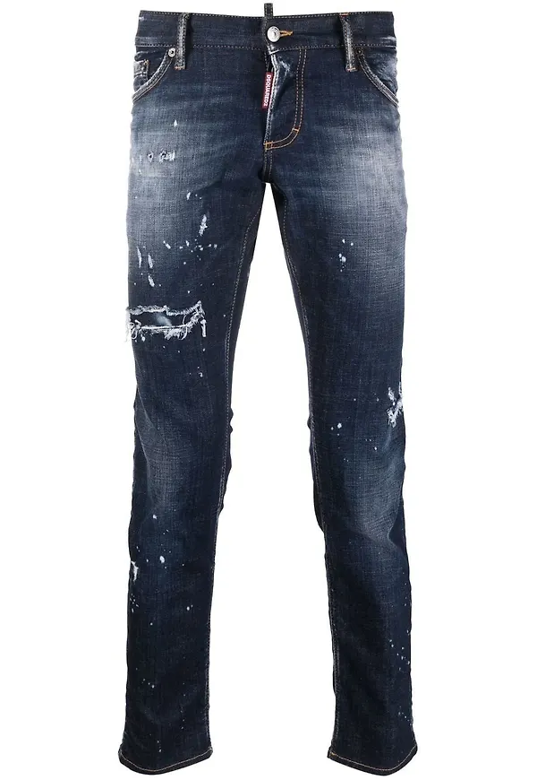 Dsquared2 straight-jeans med sliten effekt - Blå