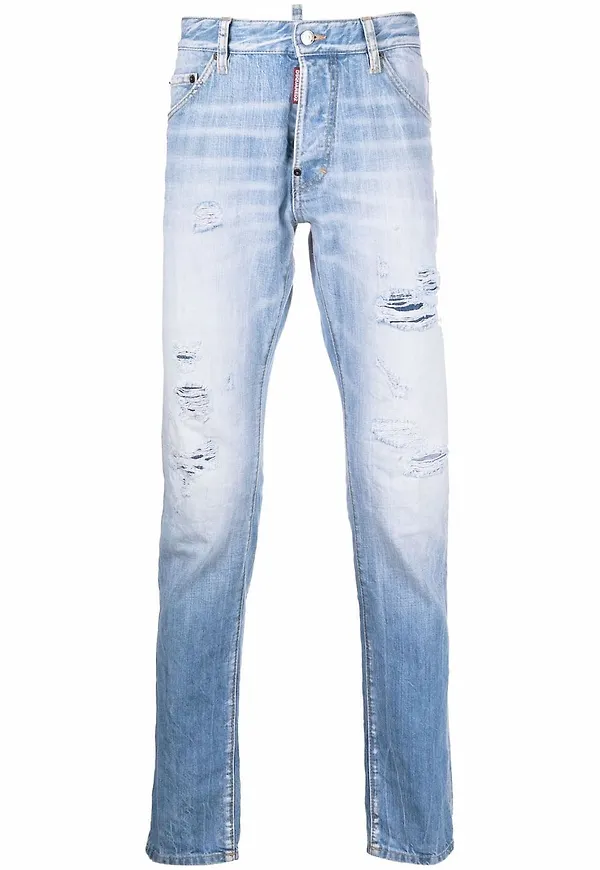 Dsquared2 straight-jeans med sliten effekt - Blå