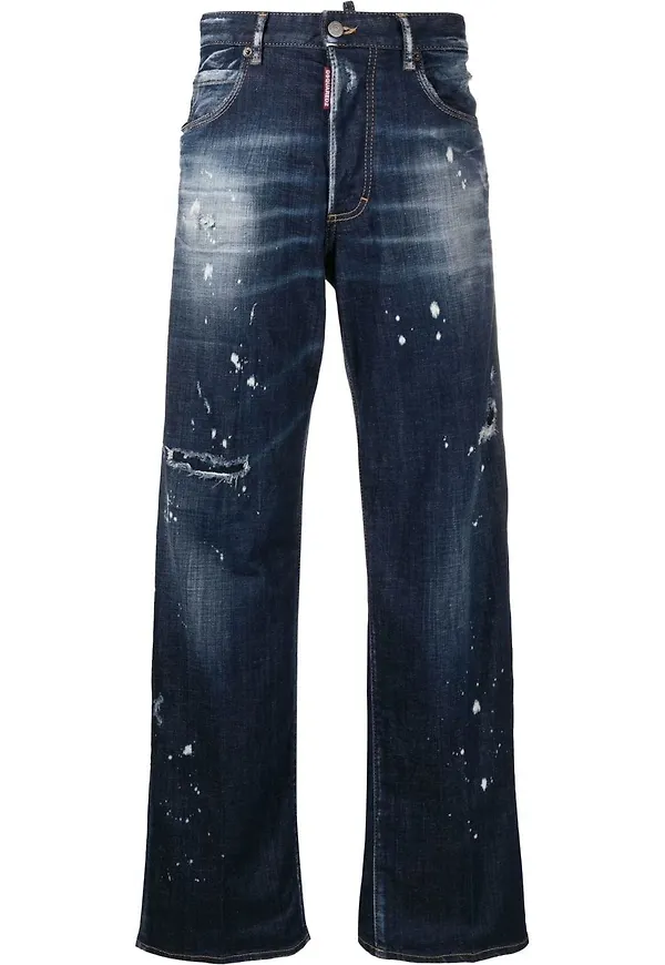 Dsquared2 straight-jeans med sliten effekt - Blå