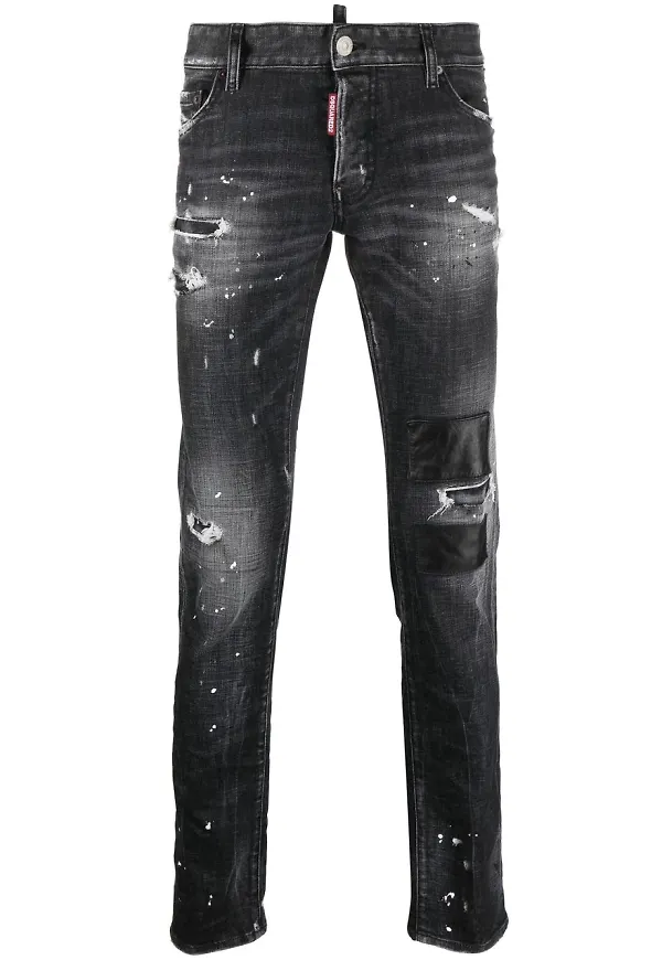 Dsquared2 straight-jeans med sliten effekt - Svart