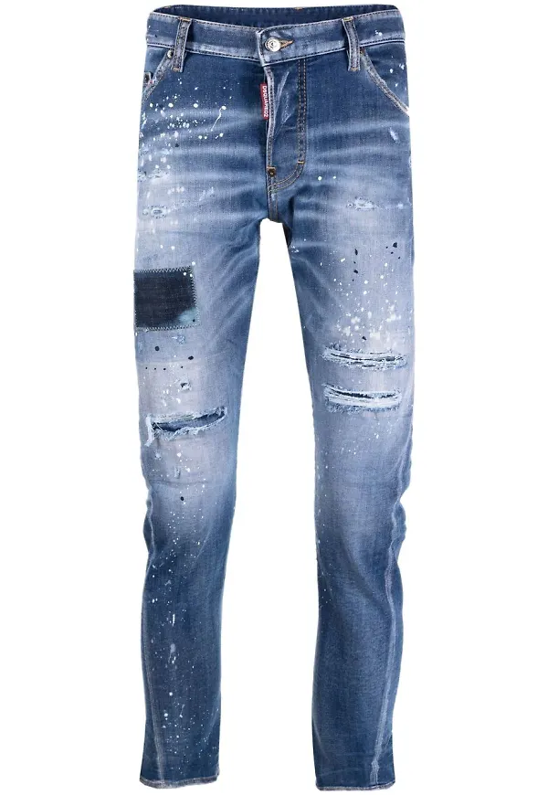 Dsquared2 straight-jeans med sliten finish - Blå