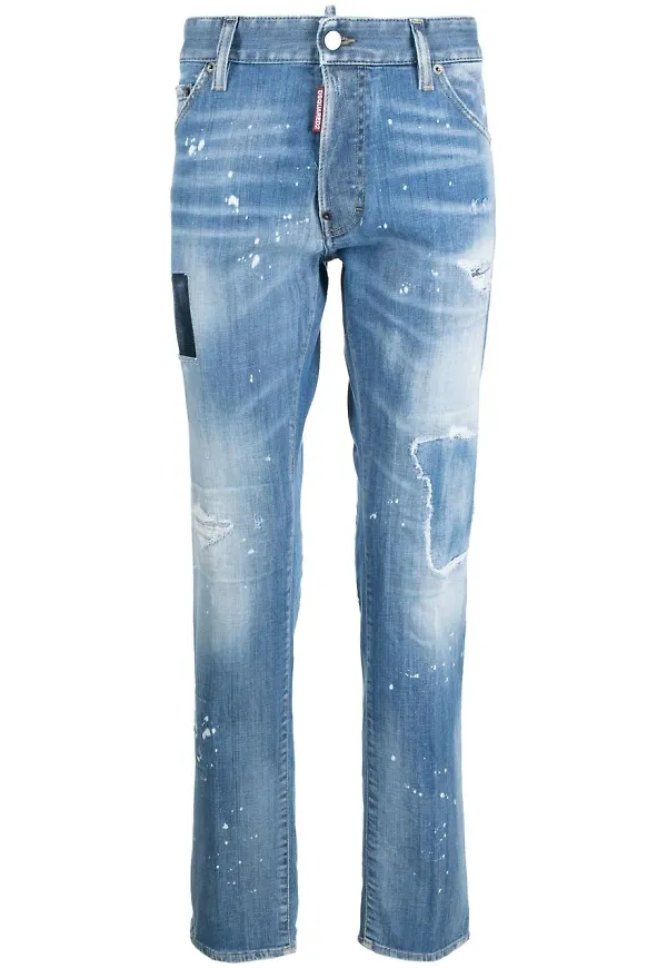 Dsquared2 straight-jeans med slitning - Blå
