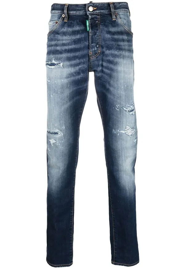 Dsquared2 straight-jeans med slitning - Blå