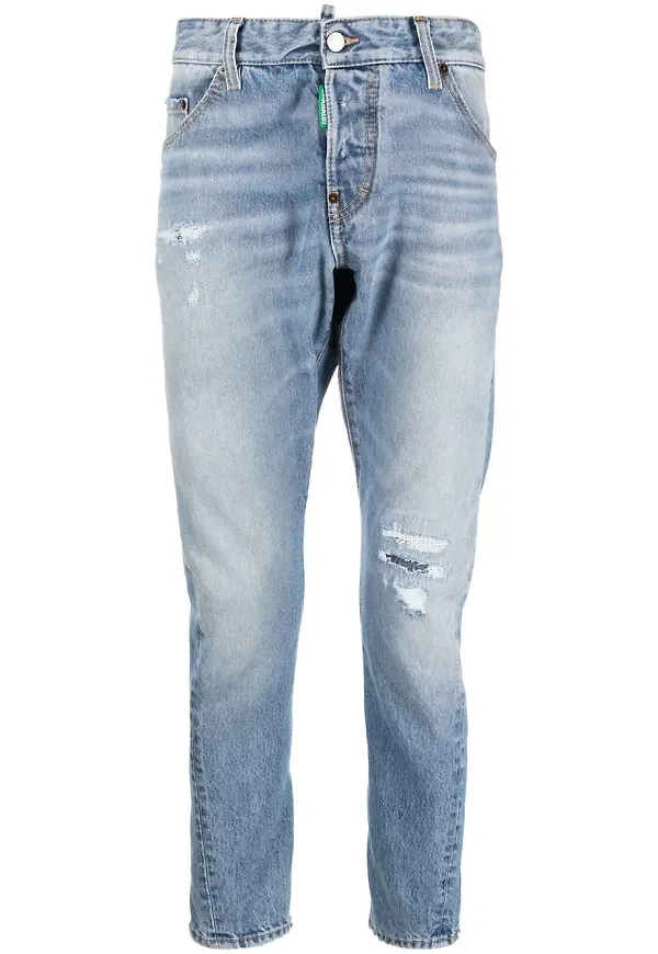 Dsquared2 straight-jeans med slitning - Blå
