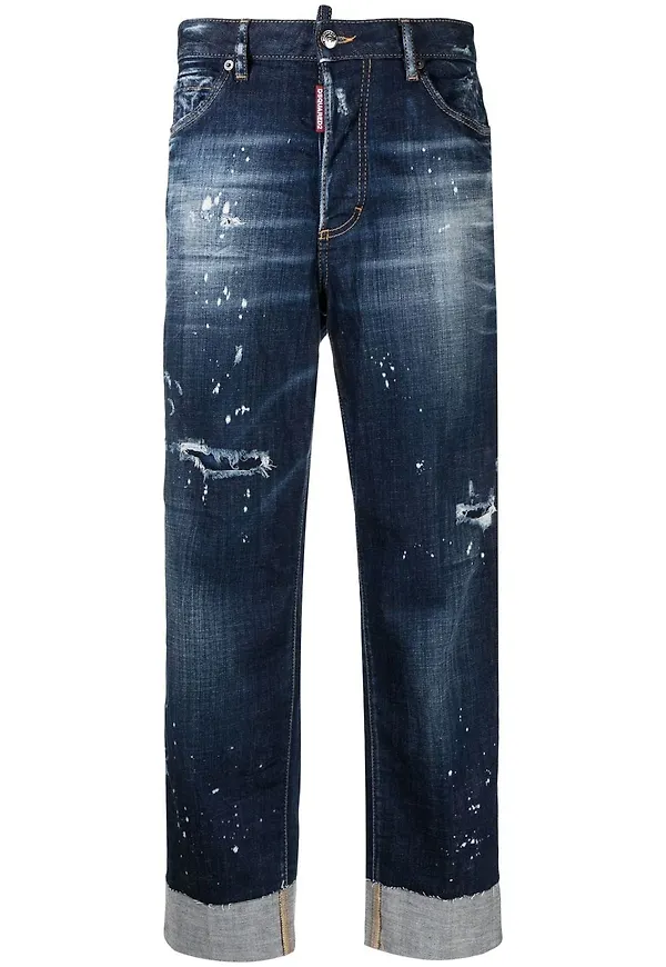 Dsquared2 straight-jeans med slitning - Blå