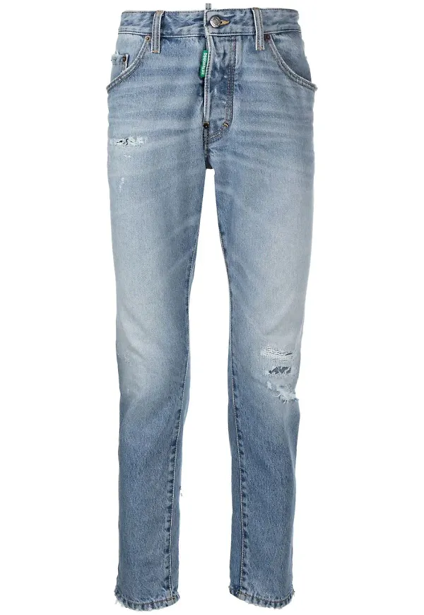 Dsquared2 straight-jeans med slitning - Blå