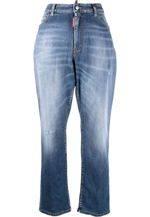 Dsquared2 straight-jeans med slitning - Blå