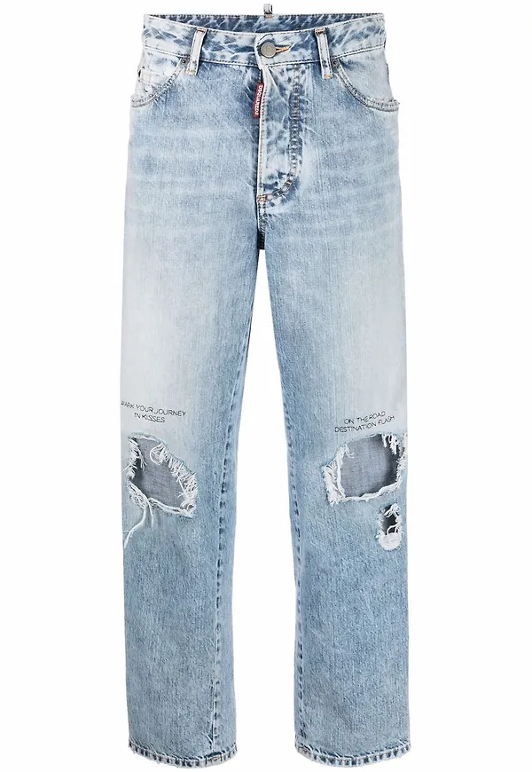 Dsquared2 straight-jeans med slitning - Blå