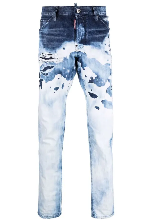 Dsquared2 straight-jeans med slitning - Blå