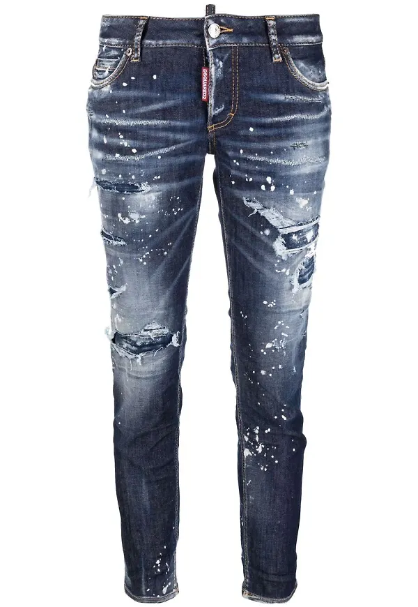 Dsquared2 straight-jeans med slitning - Blå