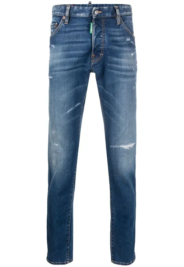 Dsquared2 straight-jeans med slitning - Blå
