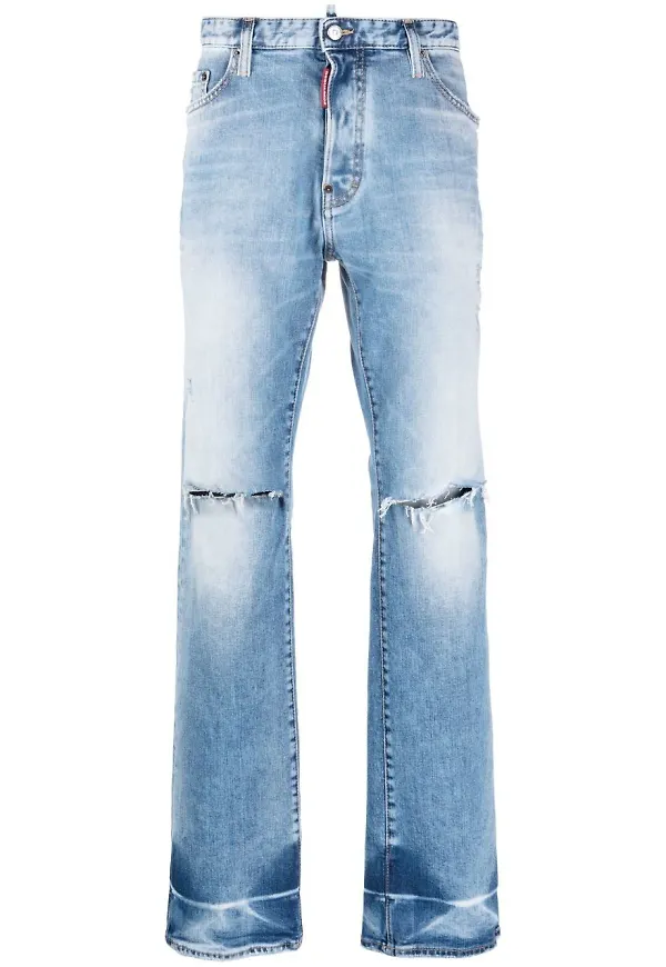 Dsquared2 straight-jeans med slitning - Blå
