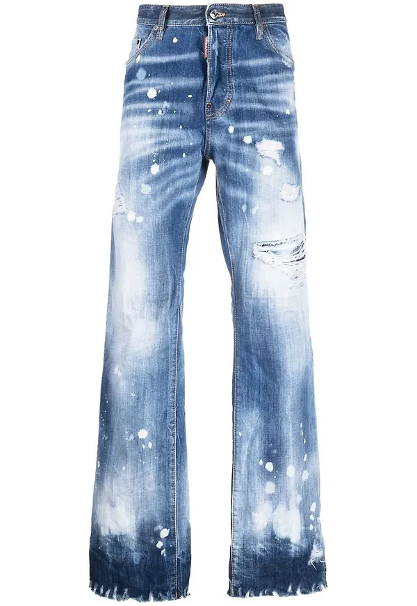 Dsquared2 straight-jeans med slitning - Blå