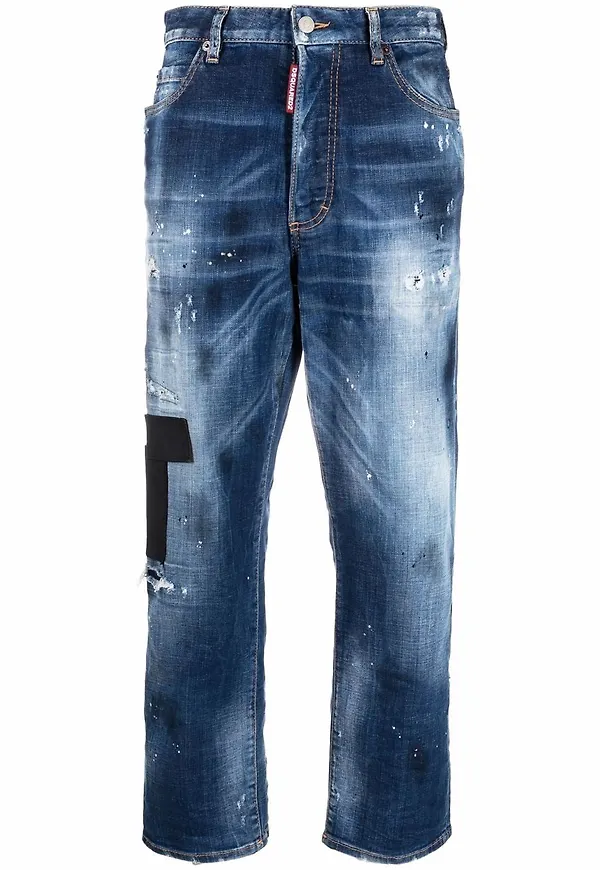 Dsquared2 straight-jeans med slitning - Blå