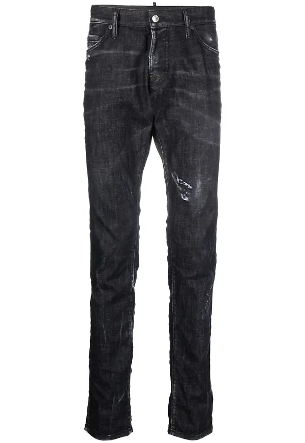 Dsquared2 straight-jeans med slitning - Svart