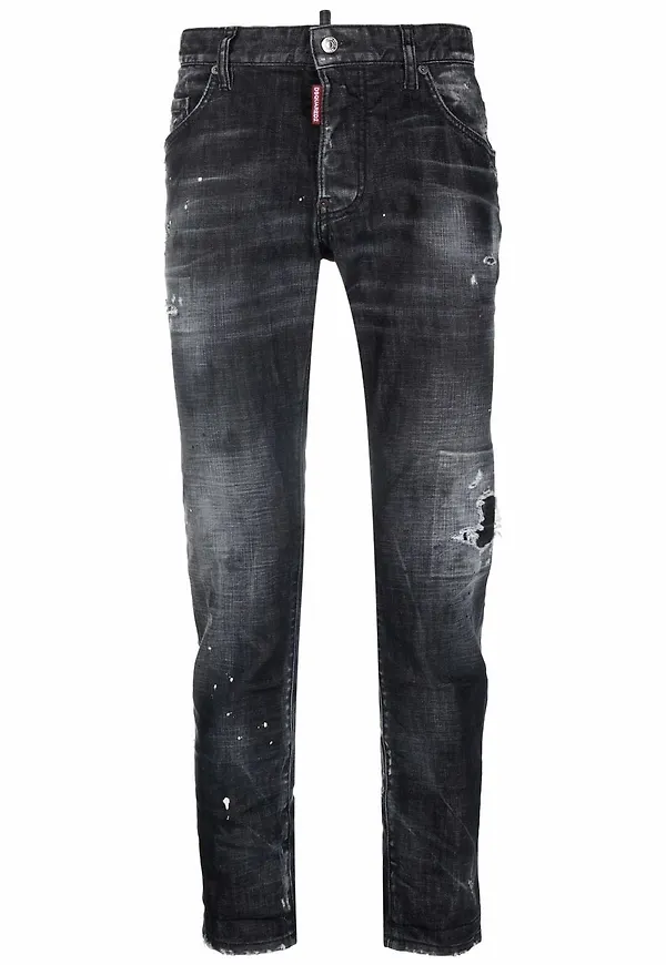 Dsquared2 straight-jeans med slitning - Svart