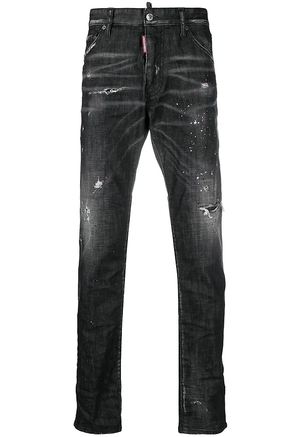 Dsquared2 straight-jeans med slitning - Svart