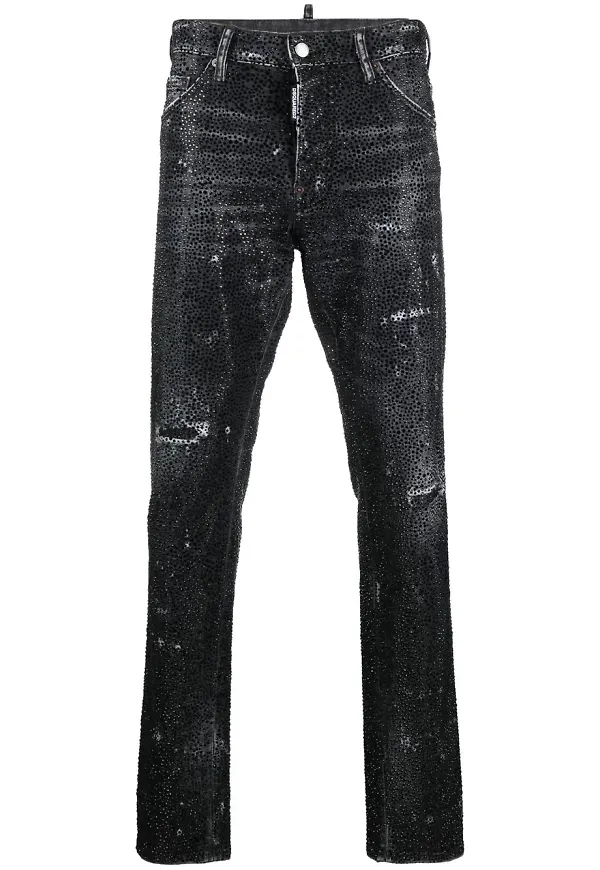 Dsquared2 straight-jeans med strass - Svart