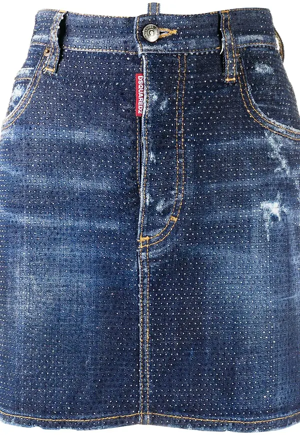 Dsquared2 strassprydd jeanskjol - Blå