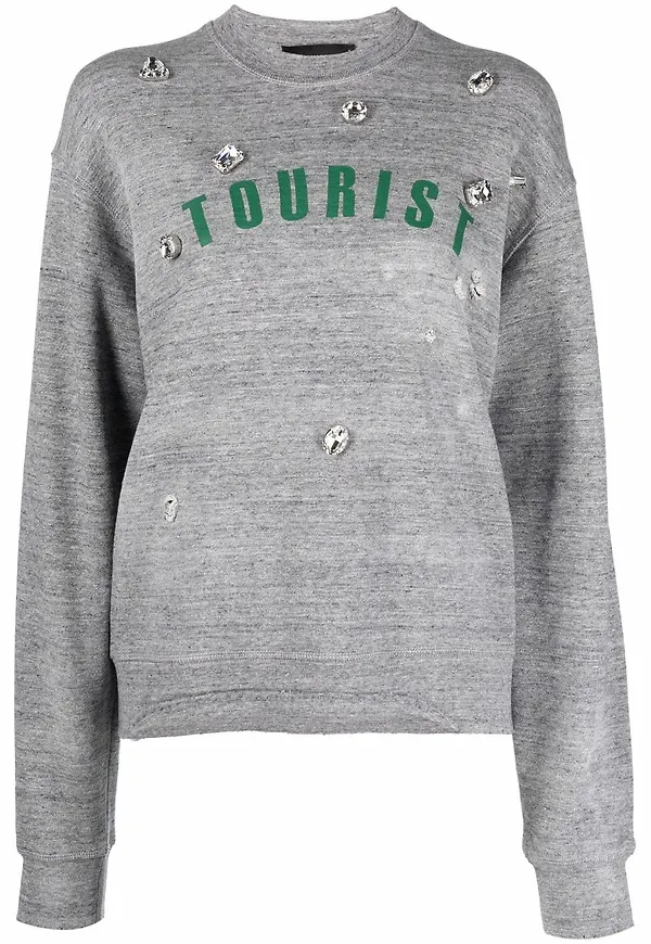 Dsquared2 strassprydd sweatshirt - Grå