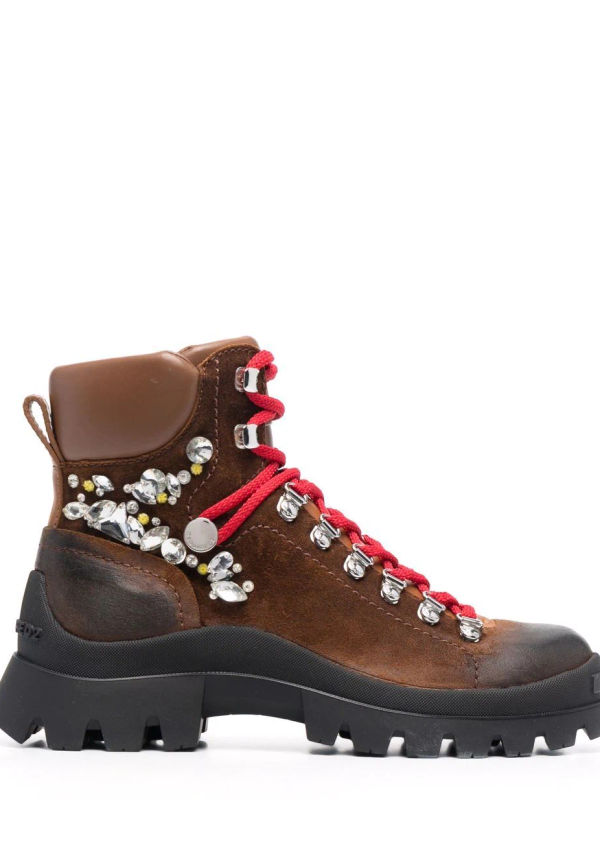 Dsquared2 strassprydda militärkängor - Brun
