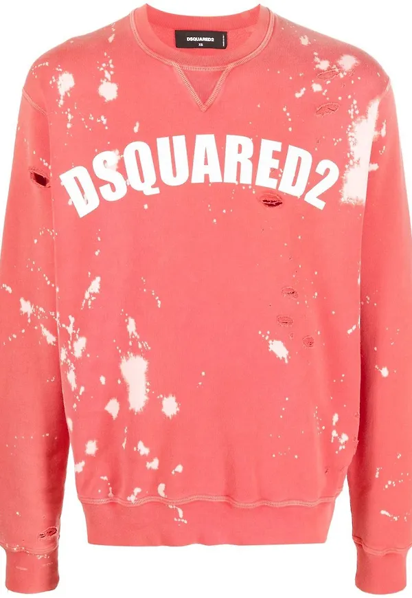 Dsquared2 sweatshirt med sliten detalj - Röd