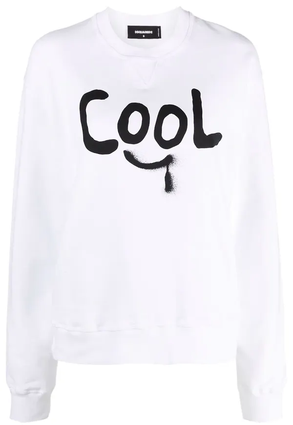 Dsquared2 sweatshirt med slogan - Vit