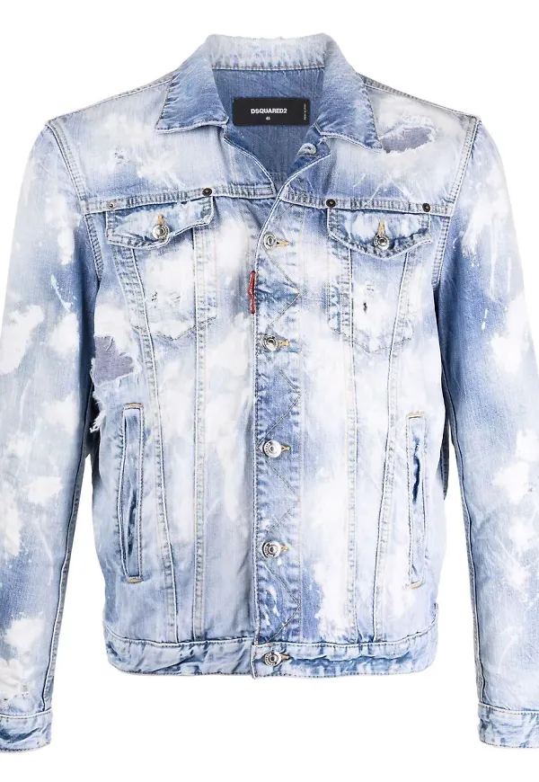Dsquared2 syratvättad jeansjacka - Blå