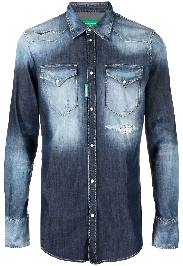 Dsquared2 syratvättad jeansskjorta - Blå