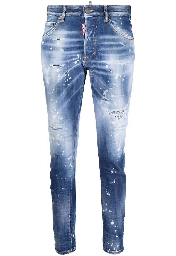 Dsquared2 syratvättade croppade jeans - Blå