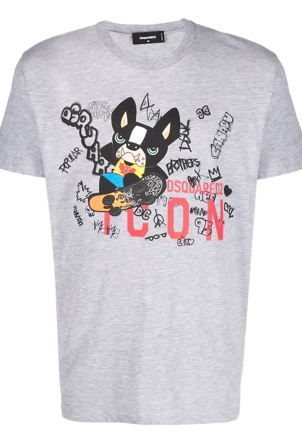 Dsquared2 t-shirt med graffititryck - Grå