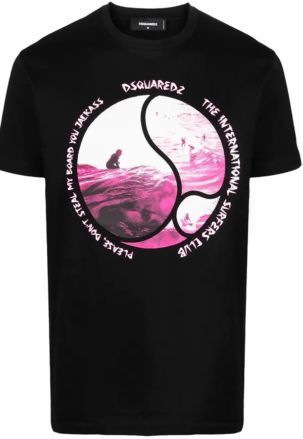 Dsquared2 t-shirt med grafiskt surftryck - Svart