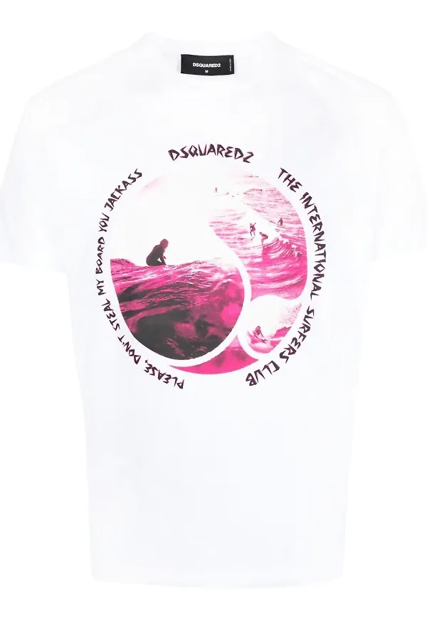 Dsquared2 t-shirt med grafiskt surftryck - Vit