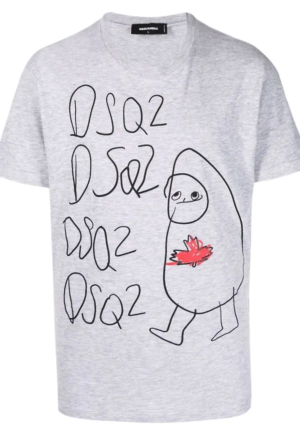 Dsquared2 t-shirt med grafiskt tryck - Grå