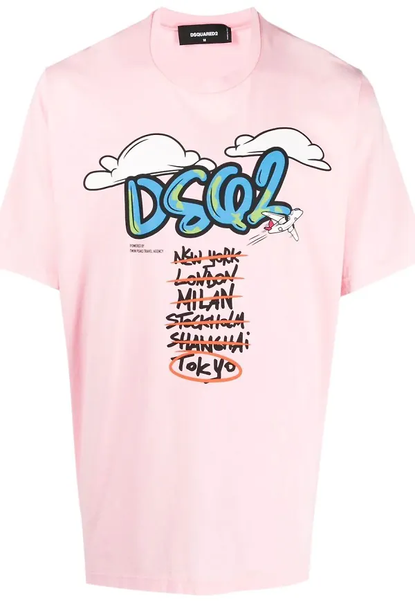 Dsquared2 t-shirt med grafiskt tryck - Rosa