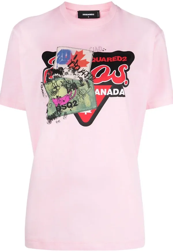 Dsquared2 t-shirt med grafiskt tryck - Rosa