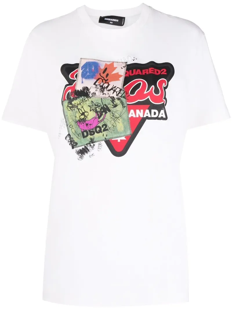 Dsquared2 t-shirt med grafiskt tryck - Vit