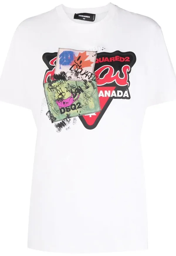 Dsquared2 t-shirt med grafiskt tryck - Vit