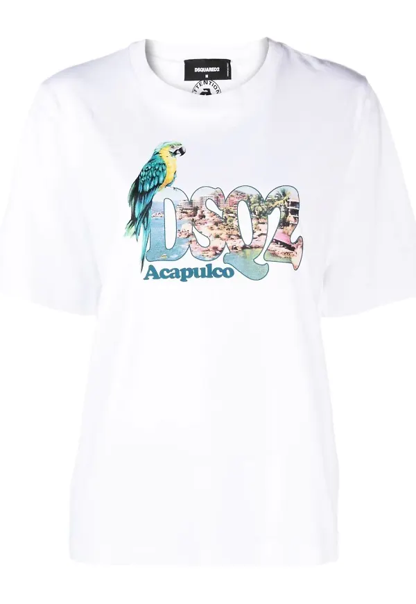 Dsquared2 t-shirt med grafiskt tryck - Vit