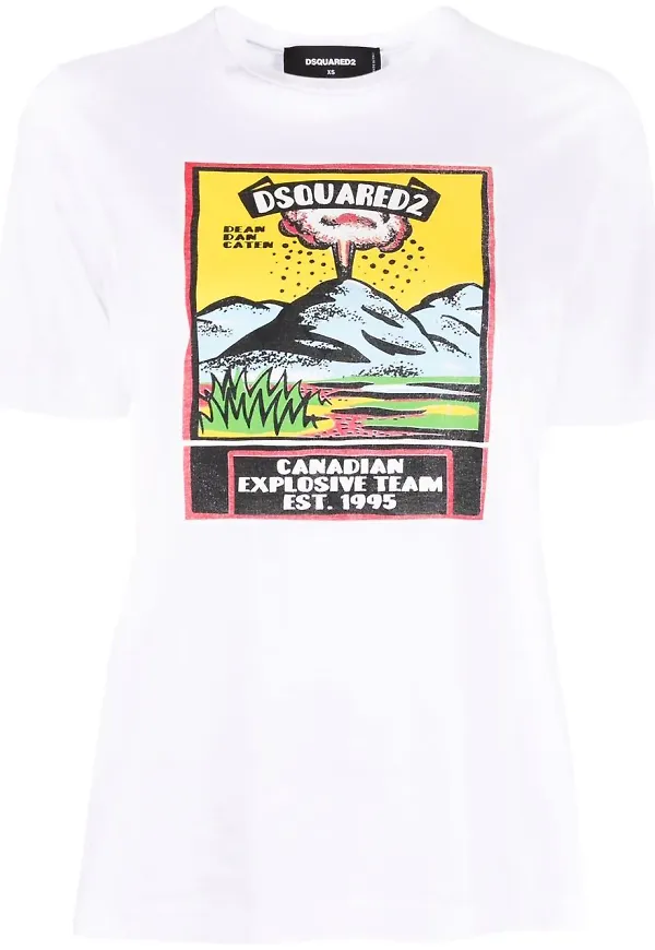 Dsquared2 t-shirt med grafiskt tryck - Vit