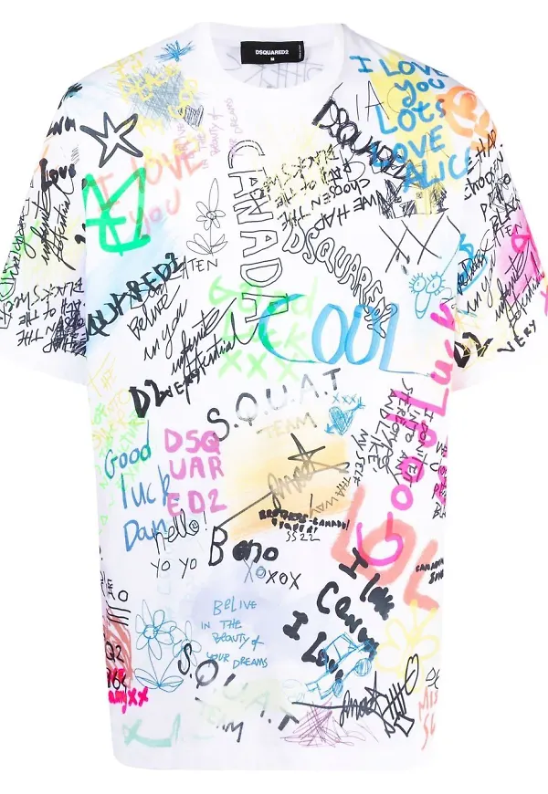 Dsquared2 t-shirt med grafiskt tryck - Vit