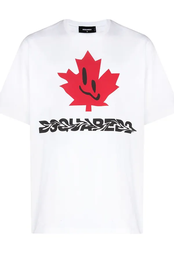 Dsquared2 t-shirt med lövtryck - Vit