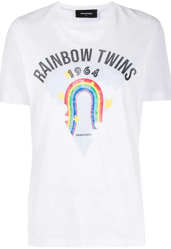 Dsquared2 t-shirt med regnbågstryck - Vit