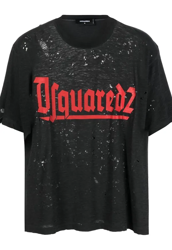 Dsquared2 t-shirt med sliten effekt - Grå