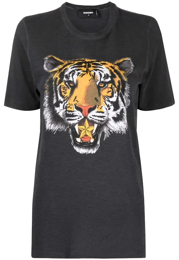 Dsquared2 t-shirt med tigerhuvud - Svart