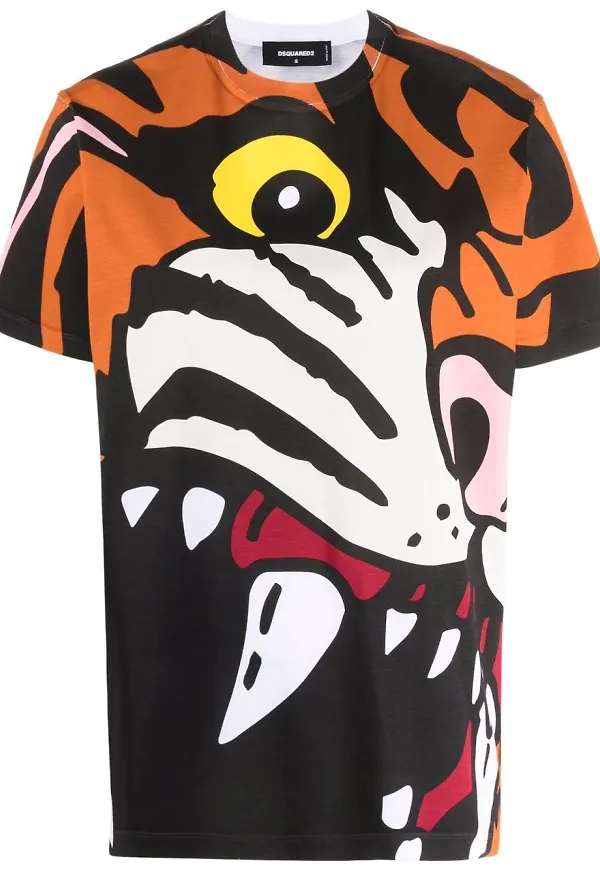 Dsquared2 t-shirt med tigertryck - Brun